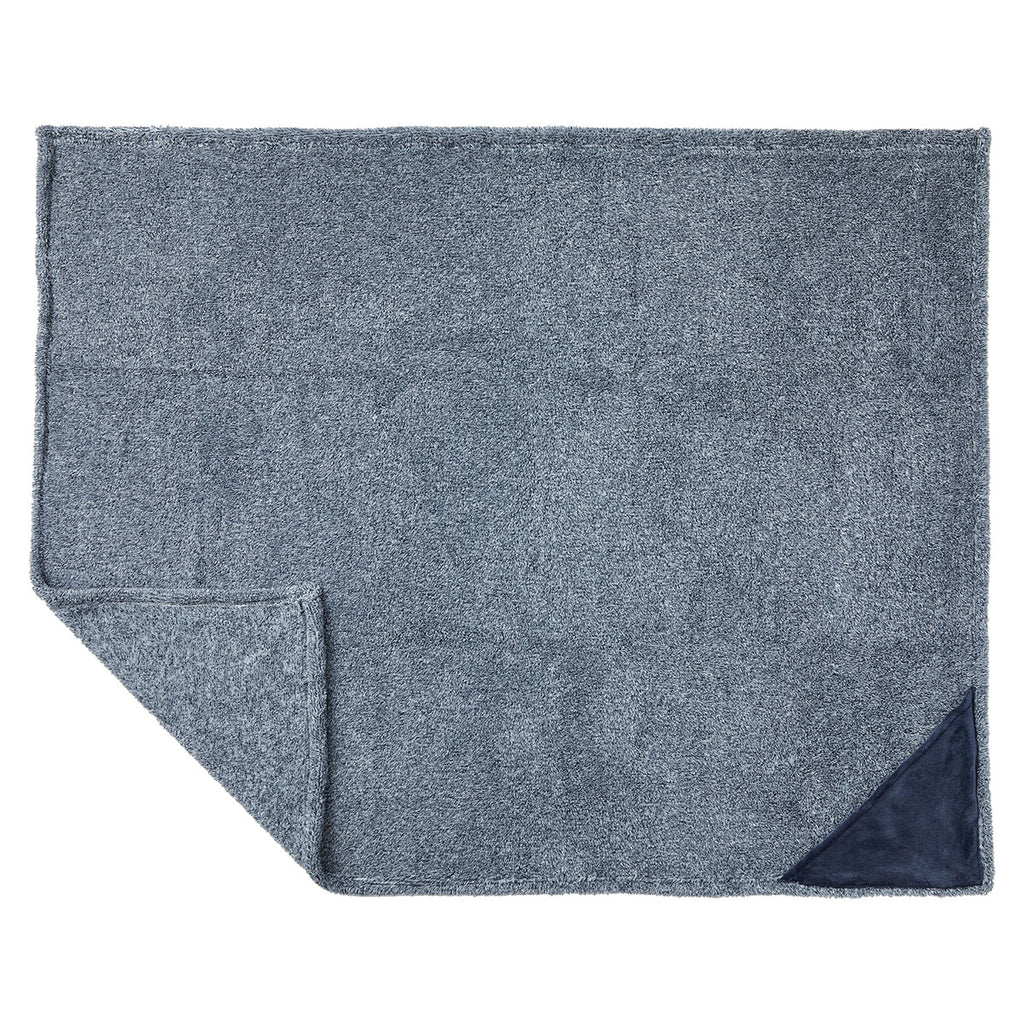 Leed's Navy Heathered Fuzzy Fleece Blanket