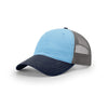 Richardson Columbia Blue/Charcoal/Navy Mesh Back Tri-Color Garment Washed Trucker Hat
