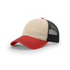 Richardson Stone/Black/Red Mesh Back Tri-Color Garment Washed Trucker Hat