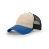 Richardson Stone/Black/Royal Mesh Back Tri-Color Garment Washed Trucker Hat