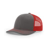 Richardson Charcoal/Red Mesh Split Trucker Hat