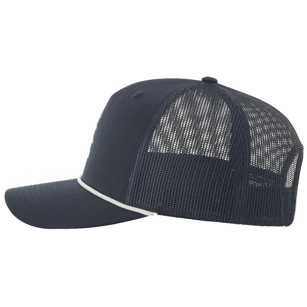 Richardson Navy/White Five Panel Trucker Hat with Rope