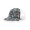 Richardson Charcoal/Columbia Blue/White Mesh Back Plaid Printed Trucker Hat