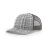 Richardson Grey/Charcoal/Charcoal Mesh Back Plaid Printed Trucker Hat