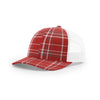 Richardson Red/Charcoal/White Mesh Back Plaid Printed Trucker Hat