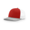 Richardson Red/White/Heather Grey Mesh Back Tri-Colors Trucker Hat