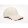 Pacific Headwear Khaki/Red Velcro Adjustable Brushed Twill Cap With Sandwich Visor