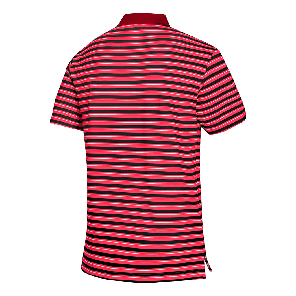 adidas Men's Power Red Ultimate 3 Stripe Polo