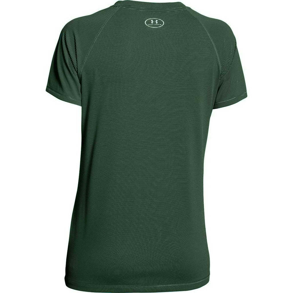 Under Armour Women's Forest Green UA Stripe Tech Locker Short Sleeve Tee