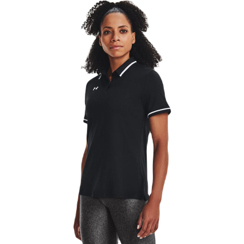 Under Armour Women's Black/White Team Tipped Polo