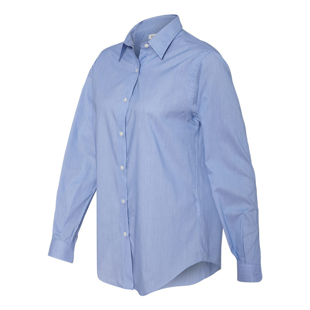 Van Heusen Women's Blue Feather Stripe With Contrast Long Sleeve Shirt