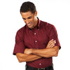 Van Heusen Men's Bordeaux Twill Short Sleeve Dress Shirt