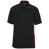 Edwards Men's Black with Red Snag-Proof Color Block Short Sleeve Polo