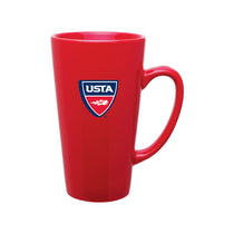 ETS Red Tall Latte Ceramic Mug 16 oz