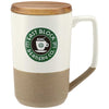 Leed's White Tahoe Tea & Coffee 16oz Ceramic Mug with Wood Lid