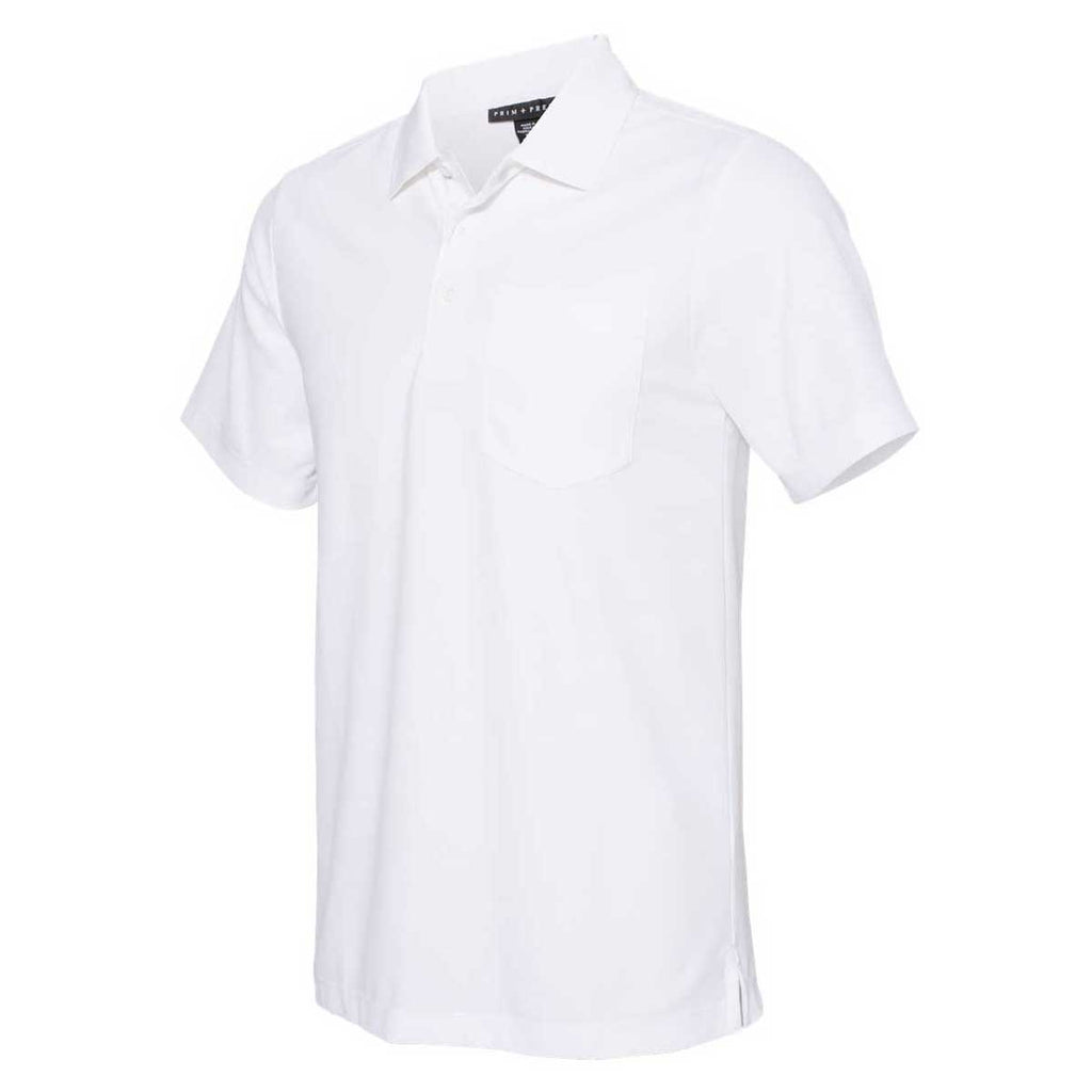 PRIM+PREUX Men's White Smart Pocket Sport Shirt