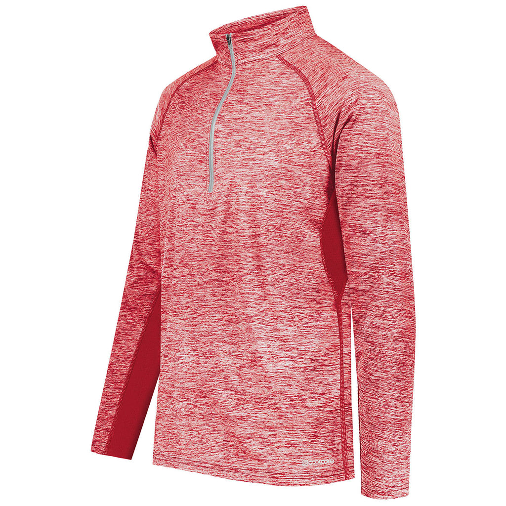 Holloway Men's Scarlet Heather Electrify Coolcore 1/2 Zip Pullover