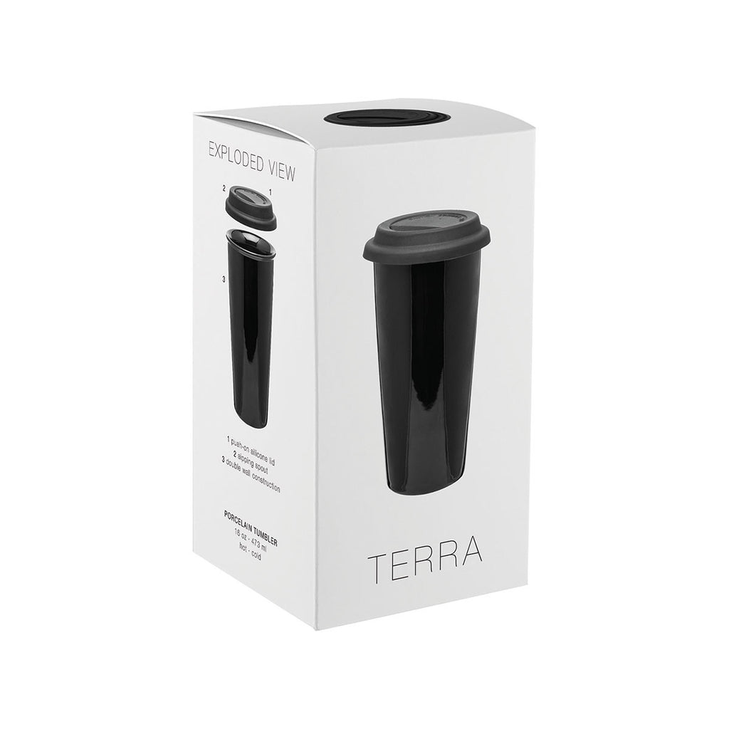 ETS Black Terra Tumbler with Red Lid -16 oz