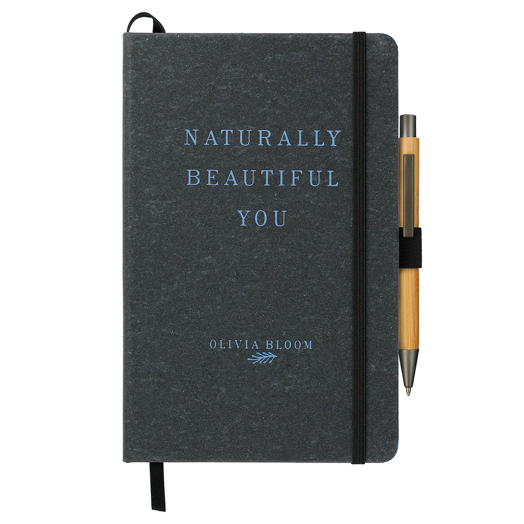 JournalBooks Black 5.5" x 8.5" Recycled Leather Bound Notebook