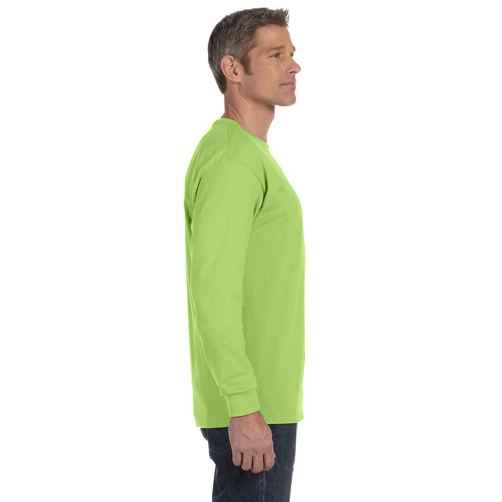 Jerzees Men's Neon Green 5.6 Oz Dri-Power Active Long-Sleeve T-Shirt