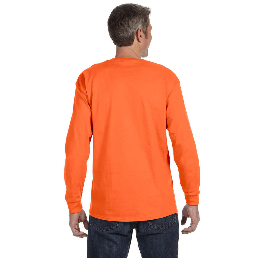 Jerzees Men's Safety Orange 5.6 Oz Dri-Power Active Long-Sleeve T-Shirt