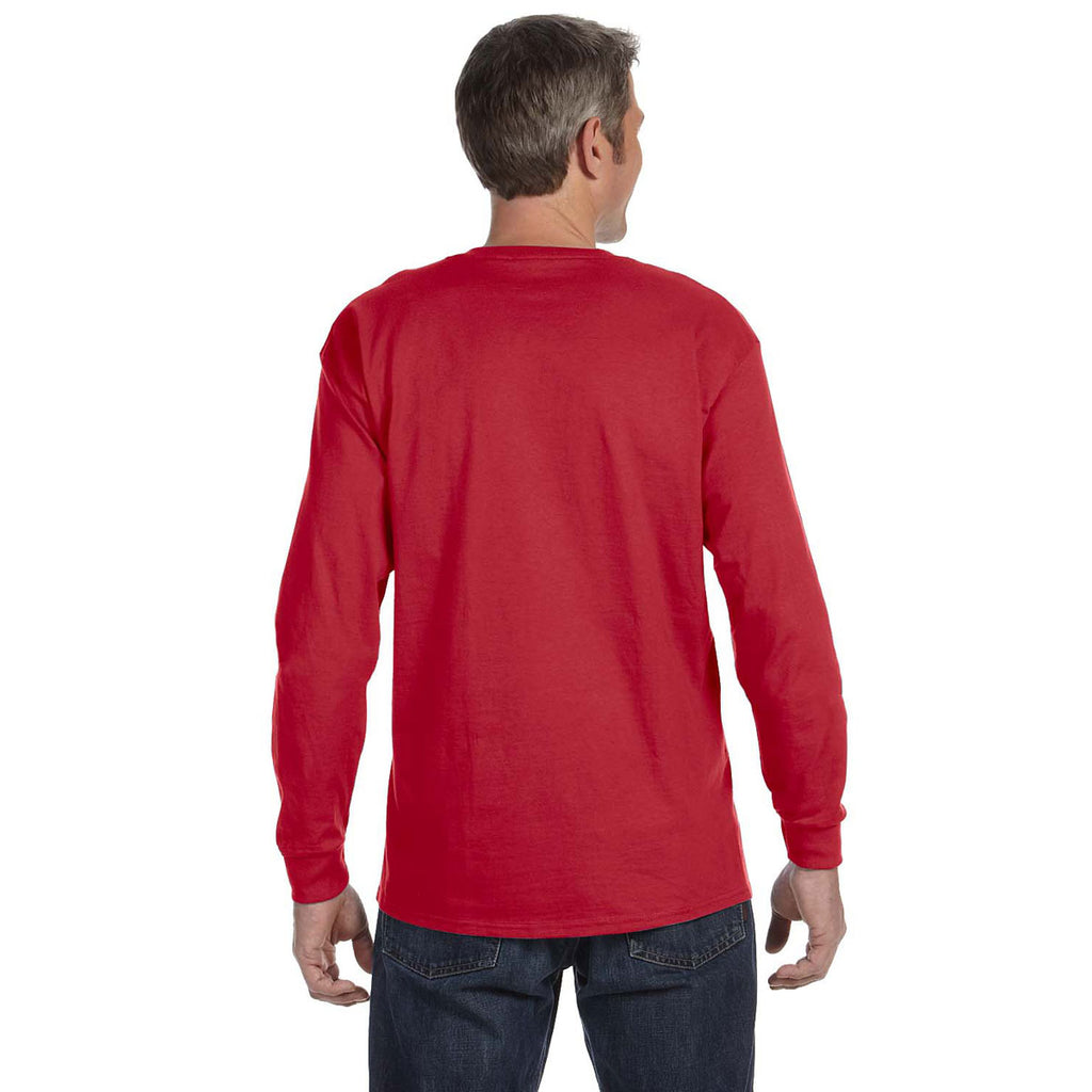 Jerzees Men's True Red 5.6 Oz Dri-Power Active Long-Sleeve T-Shirt