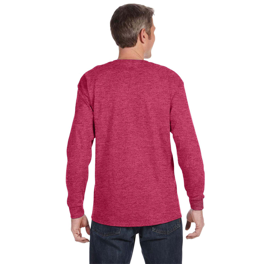 Jerzees Men's Vintage Heather Red 5.6 Oz Dri-Power Active Long-Sleeve T-Shirt