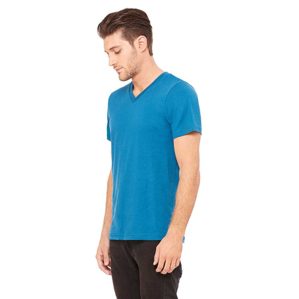 Bella + Canvas Unisex Deep Teal Jersey Short-Sleeve V-Neck T-Shirt