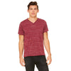 Bella + Canvas Unisex Maroon Marble Jersey Short-Sleeve V-Neck T-Shirt