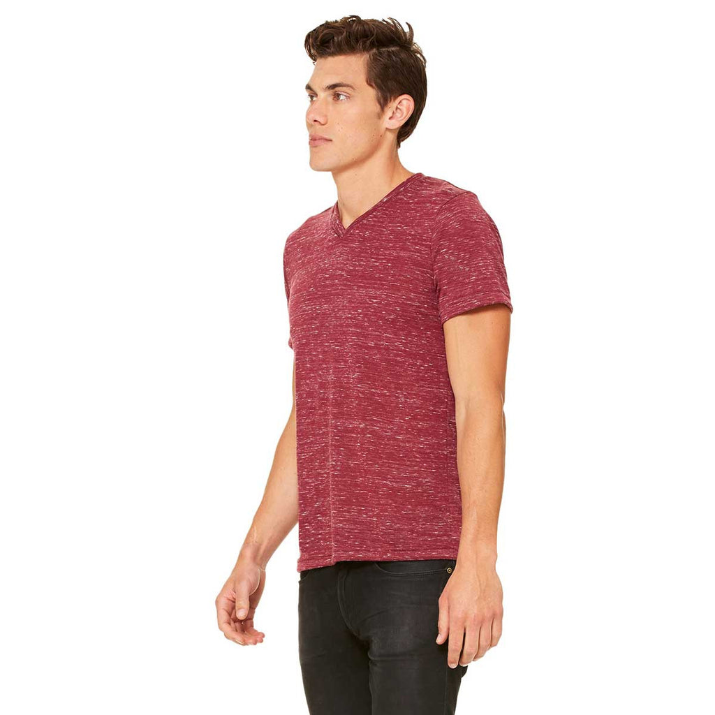 Bella + Canvas Unisex Maroon Marble Jersey Short-Sleeve V-Neck T-Shirt