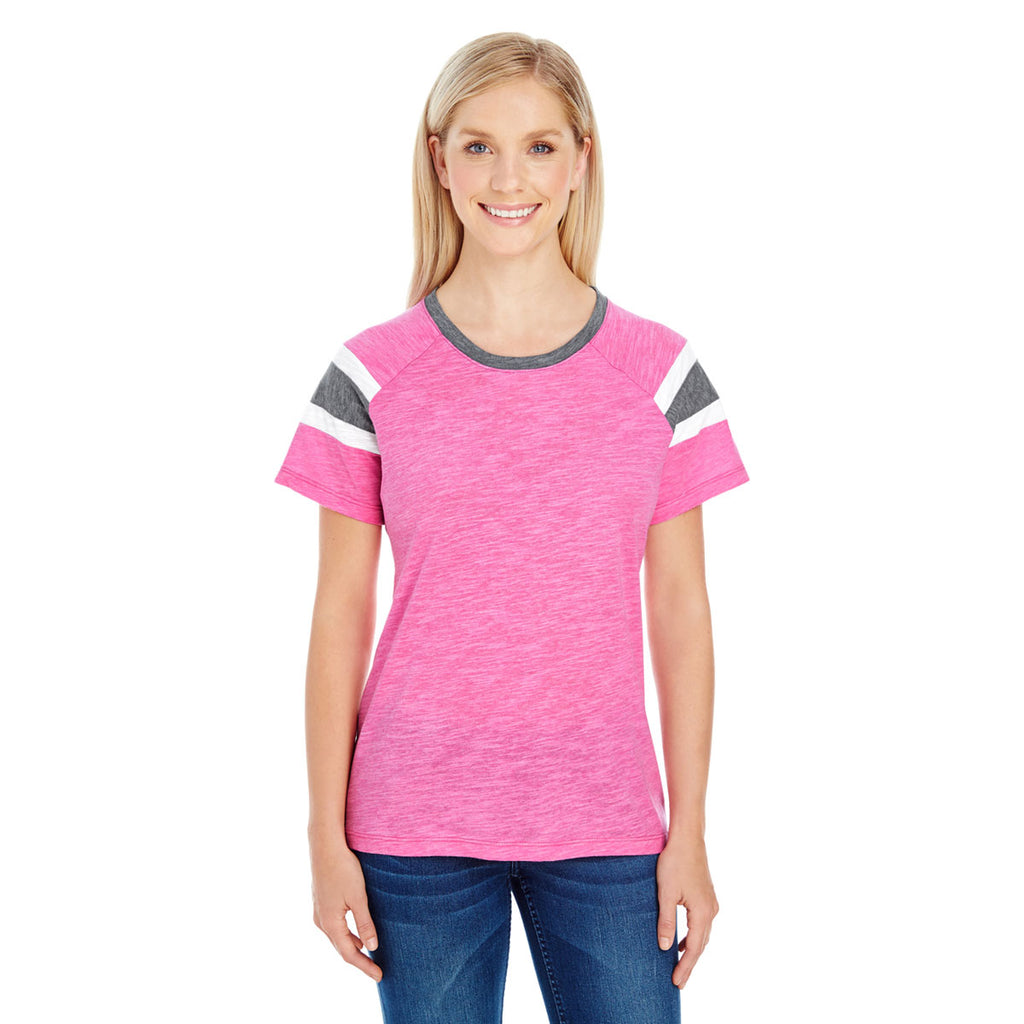 Augusta Sportswear Women's Power Pink/Slate/White Fanatic Short-Sleeve T-Shirt