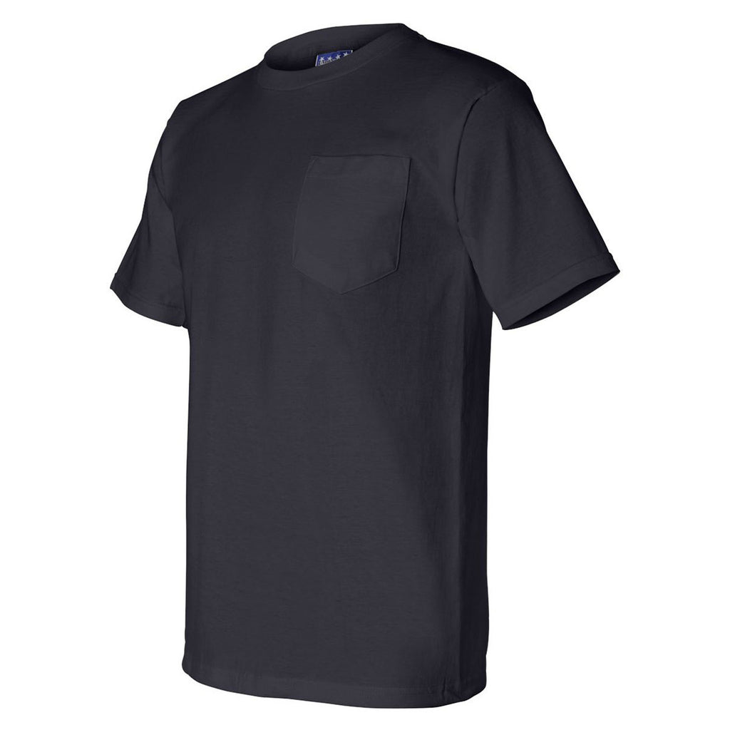 Bayside Men's Navy Union-Made Short Sleeve T-Shirt with Pocket