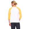Bella + Canvas Unisex White/Neon Orange 3/4 Sleeve Baseball T-Shirt