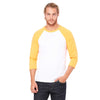 Bella + Canvas Unisex White/Neon Orange 3/4 Sleeve Baseball T-Shirt