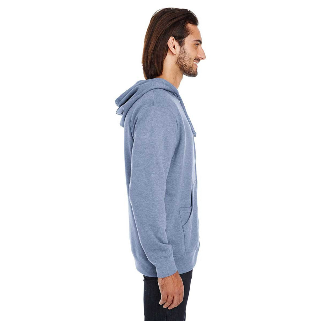 Threadfast Apparel Unisex Denim Heather Triblend French Terry Full-Zip