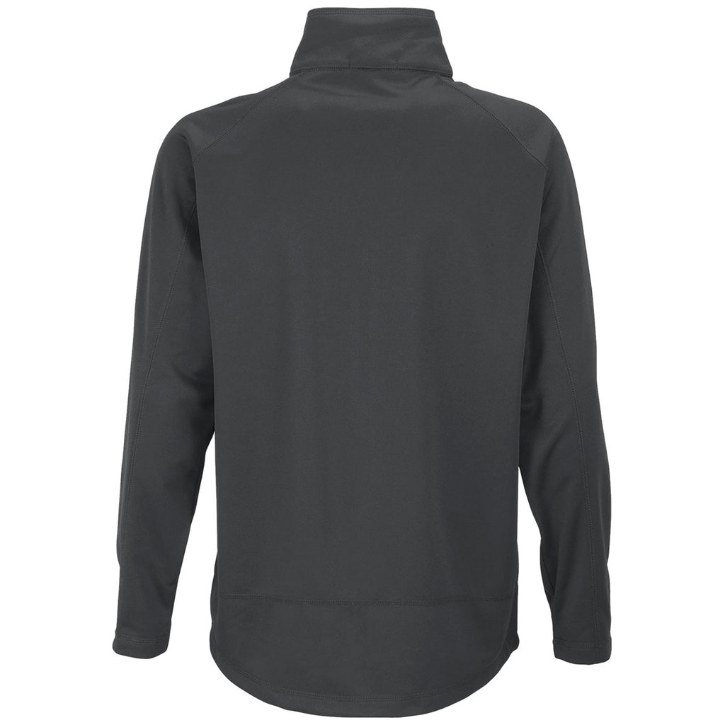 Vantage Men's Dark Grey/Sport Red Brushed Back Micro-Fleece Full-Zip Jacket