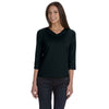 LAT Women's Black Three-Quarter Sleeve Premium Jersey T-Shirt