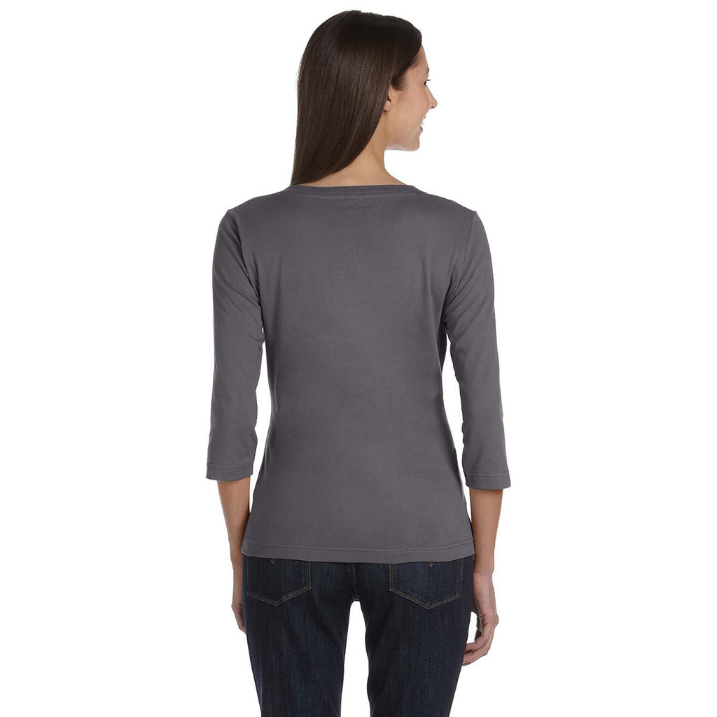 LAT Women's Charcoal Three-Quarter Sleeve Premium Jersey T-Shirt