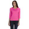 LAT Women's Raspberry Three-Quarter Sleeve Premium Jersey T-Shirt