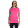 LAT Women's Hot Pink Junior Fit Fine Jersey T-Shirt