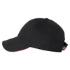 Bayside Black/Red USA-Made Structured Twill Cap with Sandwich Visor