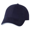 Bayside Navy/White USA-Made Structured Twill Cap with Sandwich Visor