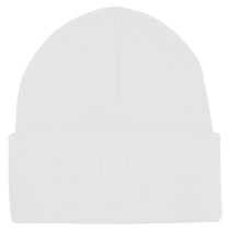 Bayside White USA-Made 12 Inch Knit Beanie