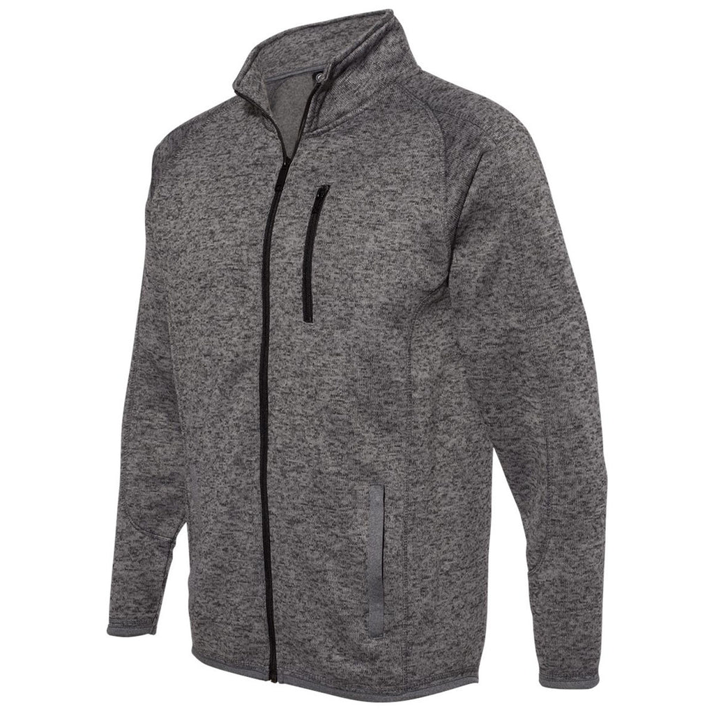 Burnside Men's Heather Charcoal Sweater Knit Jacket