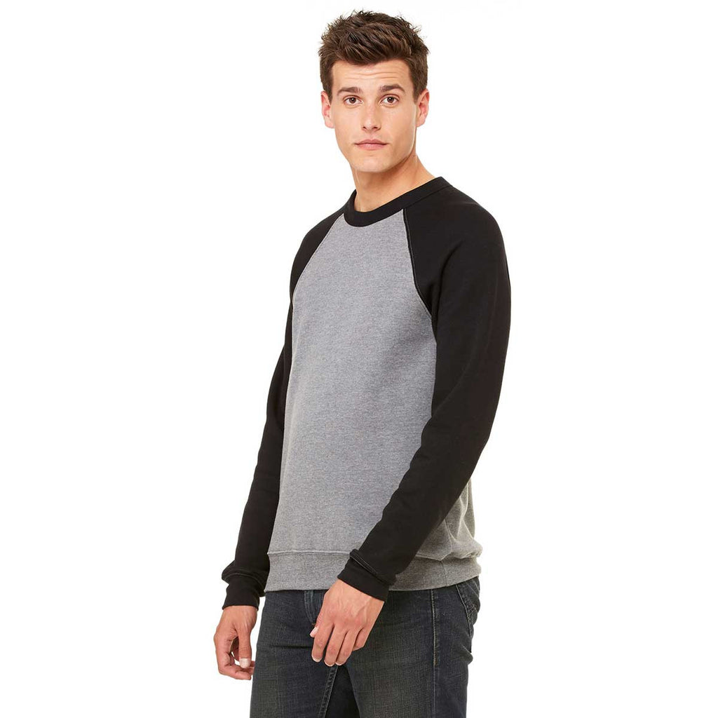 Bella + Canvas Unisex Deep Heather/Black Sponge Fleece Crew Neck Sweatshirt