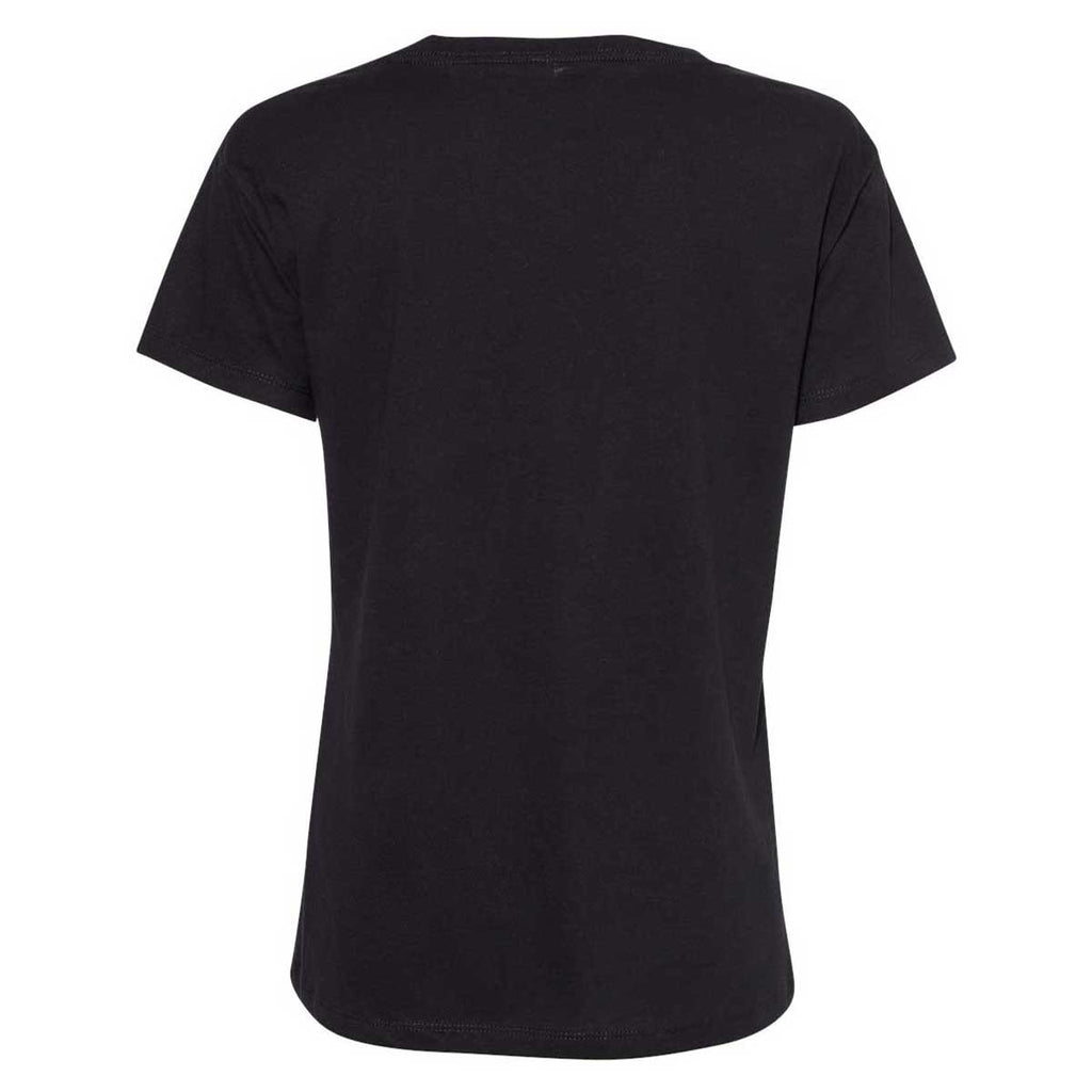 Next Level Women's Black Fine Jersey Relaxed V T-Shirt