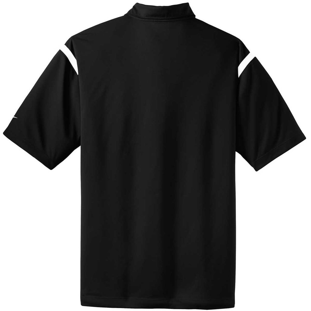Nike Men's Black/White Dri-FIT Short Sleeve Shoulder Stripe Polo