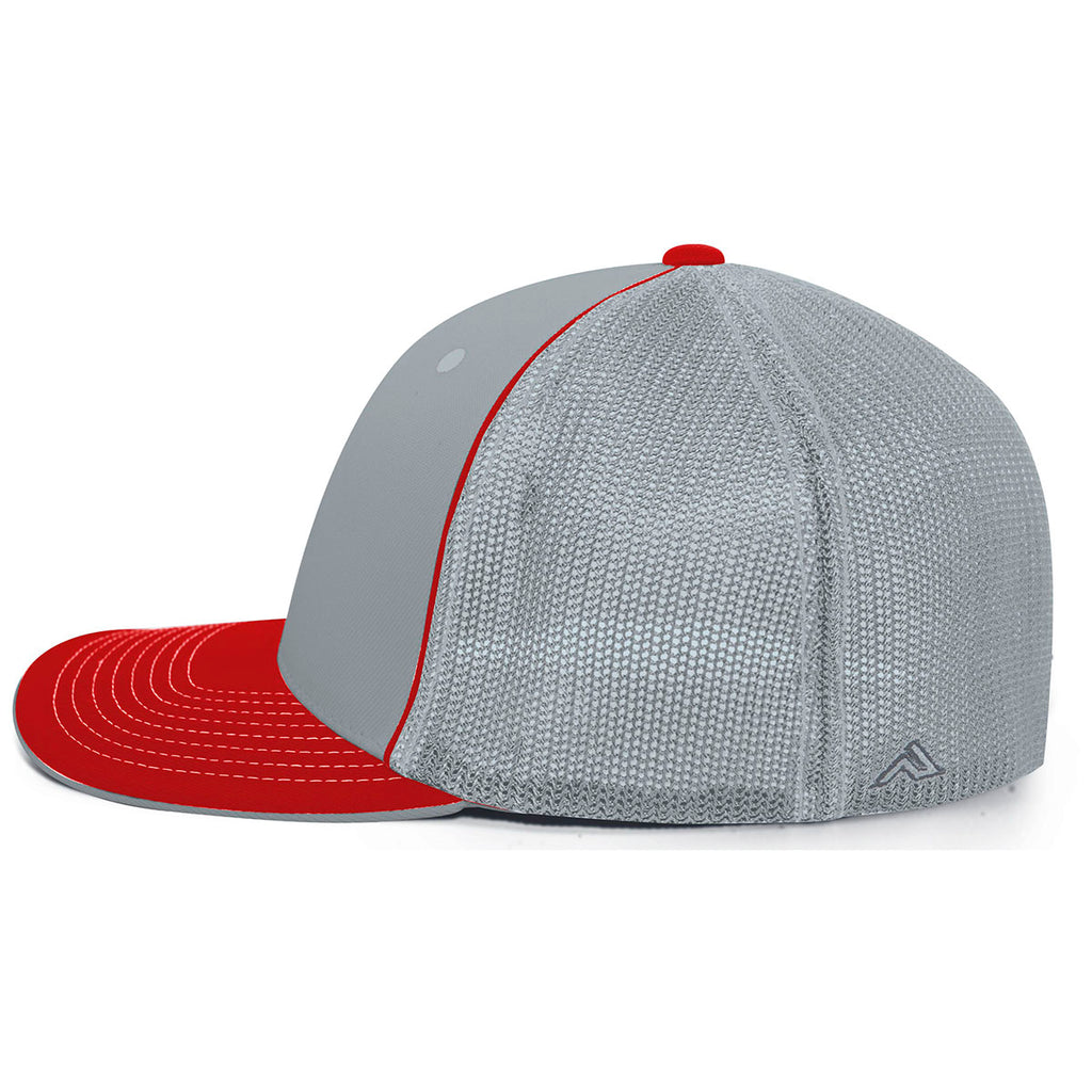 Pacific Headwear Silver/Red Universal Fitted Trucker Mesh Cap