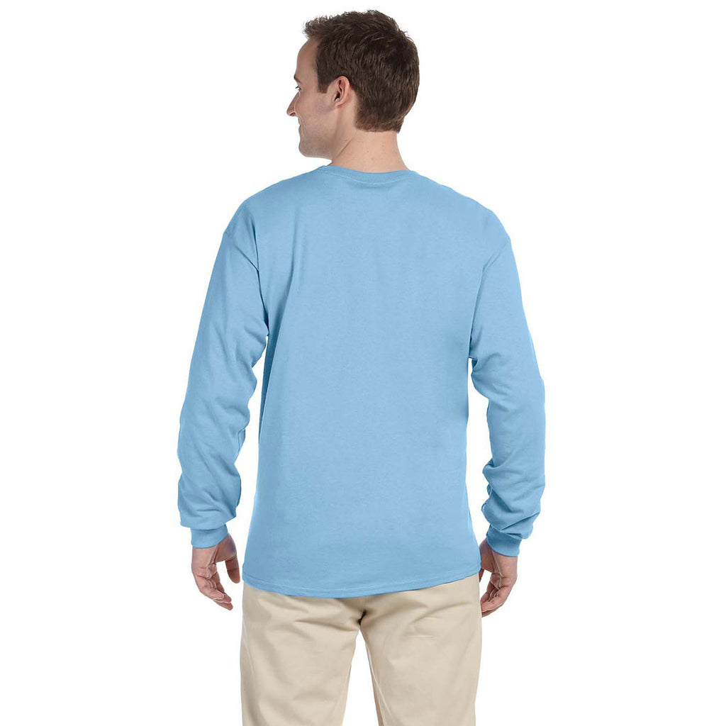 Fruit of the Loom Men's Light Blue 5 oz. HD Cotton Long-Sleeve T-Shirt