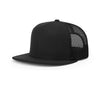 Richardson Solid Black Mesh Back Wool Blend Flatfill Trucker Hat